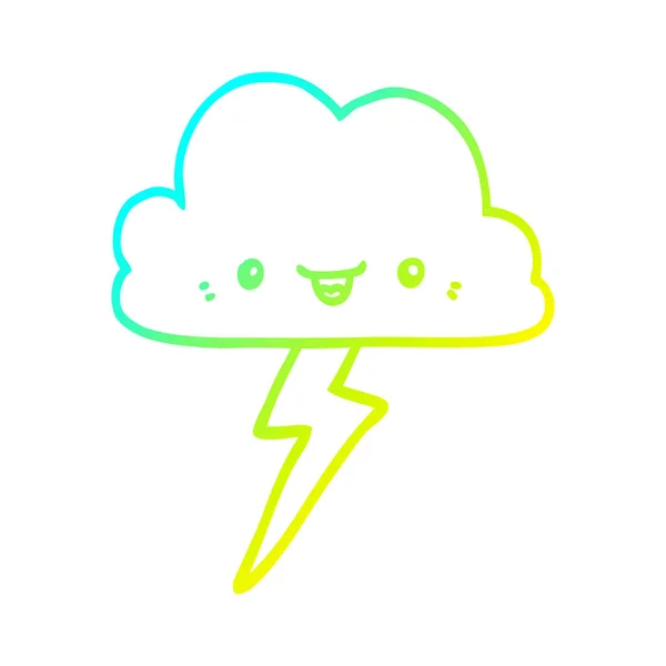 차가운 그라데이션 라인 그리기 만화 폭풍 구름 — 스톡 벡터