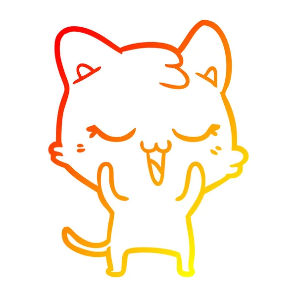 Varm gradient linje ritning tecknad katt — Stock vektor