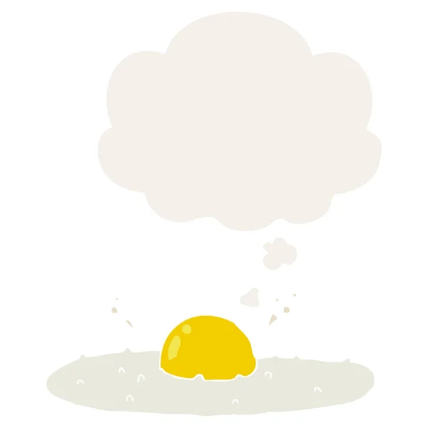 Karikatür kızarmış yumurta ve retro tarzında kabarcık düşünce — Stok Vektör