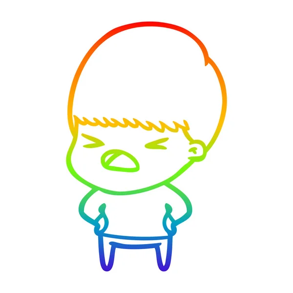 虹のグラデーションライン描画漫画ストレス男 — ストックベクタ