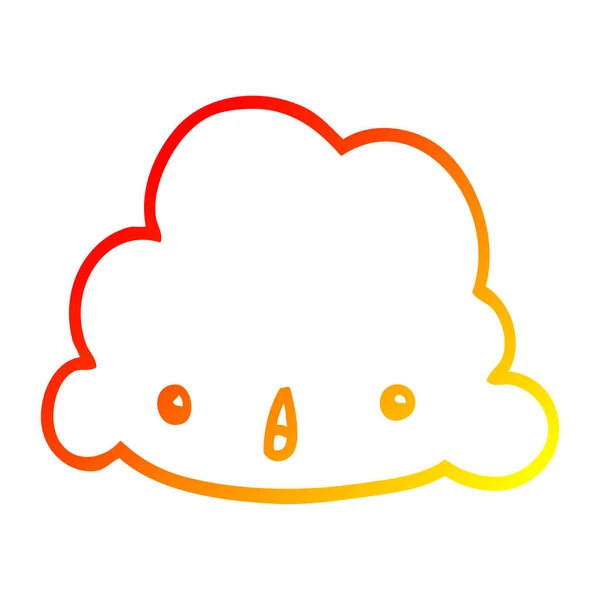 Warme kleurovergang lijntekening cartoon Cloud — Stockvector