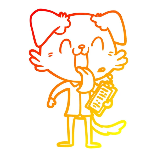 Pano ile sıcak degrade çizgi çizim karikatür panting köpek — Stok Vektör