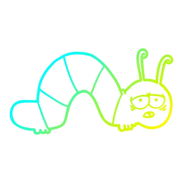 冷たいグラデーションライン描画漫画疲れた毛虫 — ストックベクタ
