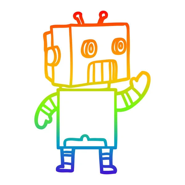 彩虹渐变线绘制卡通机器人 — 图库矢量图片