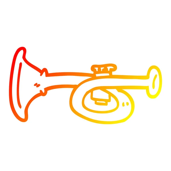 Línea de gradiente caliente dibujo de dibujos animados trompeta de metal — Archivo Imágenes Vectoriales