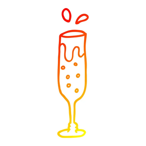 Línea de gradiente caliente dibujo caricatura copa de champán — Archivo Imágenes Vectoriales