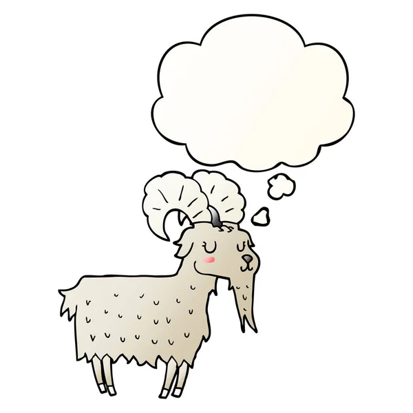 Chèvre dessin animé et bulle de pensée dans un style dégradé lisse — Image vectorielle