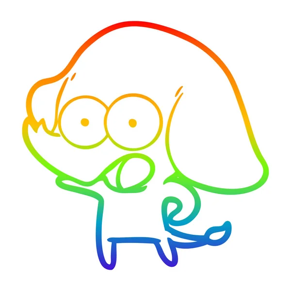 Regenboog gradiënt lijntekening cute cartoon olifant — Stockvector