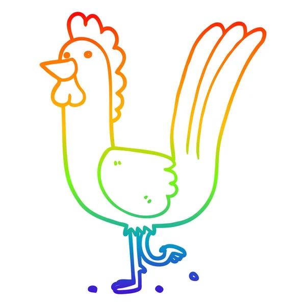 Arco iris gradiente línea dibujo dibujos animados gallo — Vector de stock