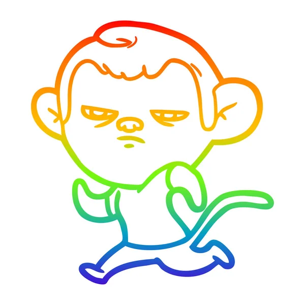 Regenboog gradiënt lijntekening cartoon Monkey — Stockvector