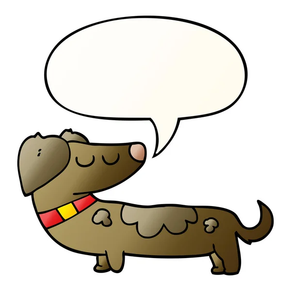 滑らかなグラデーションスタイルで漫画の犬とスピーチバブル — ストックベクタ