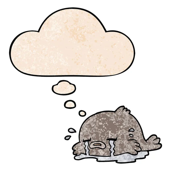 çizgi film ağlayan balık ve grunge doku desen düşünce balonu