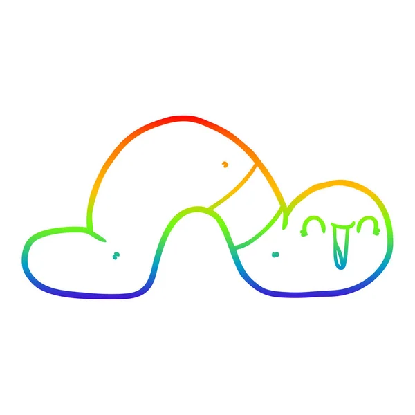 Arco iris gradiente línea dibujo dibujos animados gusano — Vector de stock