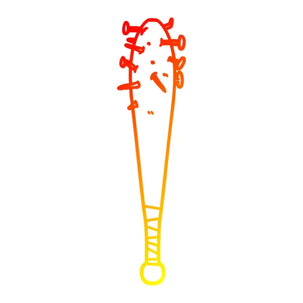 Ciepły gradient linii rysunek nietoperza z gwoździami w — Wektor stockowy