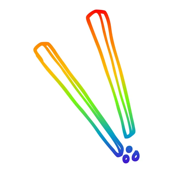 Regenbogen-Gradienten-Linie Zeichnung Cartoon-Holzstäbchen — Stockvektor