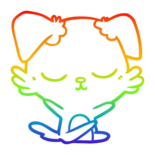 Arco iris gradiente línea dibujo lindo dibujos animados perro — Vector de stock