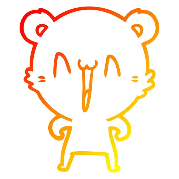 Línea de gradiente caliente dibujo feliz oso polar de dibujos animados — Vector de stock