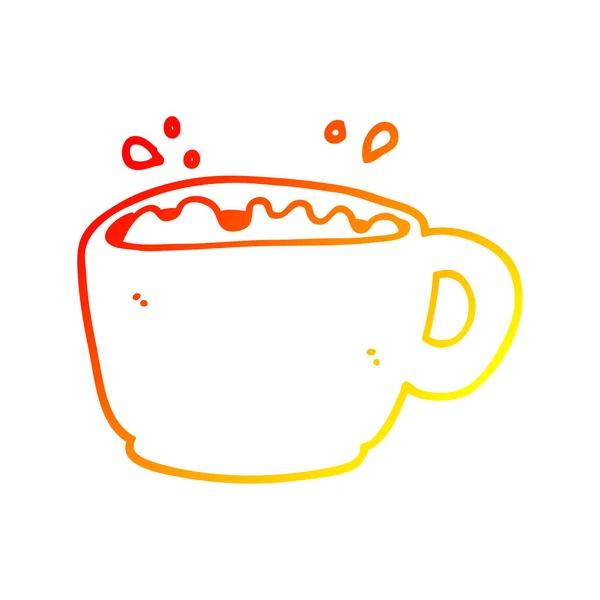 Ζεστή γραμμή ντεγκραντέ σχέδιο Κύπελλο καφέ κινουμένων σχεδίων — Διανυσματικό Αρχείο