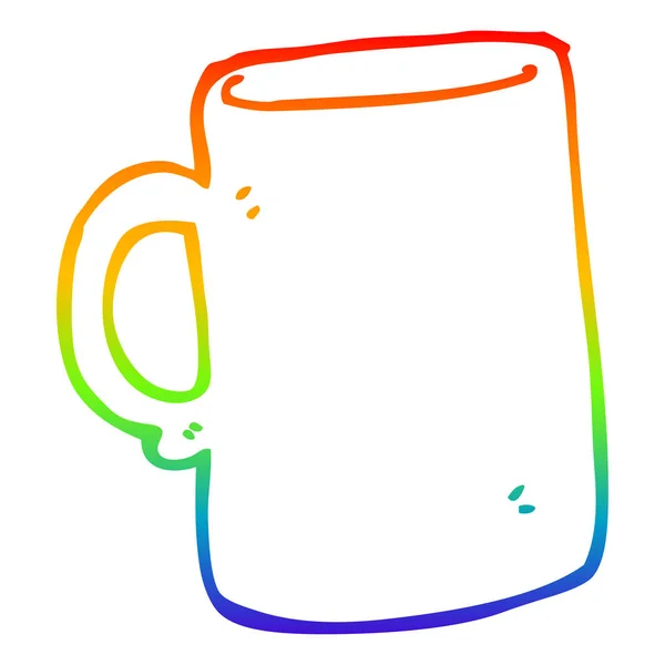 Rainbow gradient line drawing cartoon mug — Stock Vector