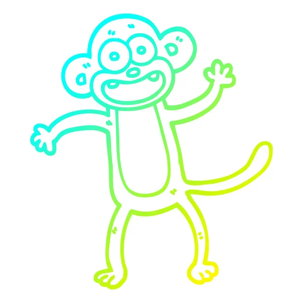 冷渐变线绘制卡通疯狂的猴子 — 图库矢量图片