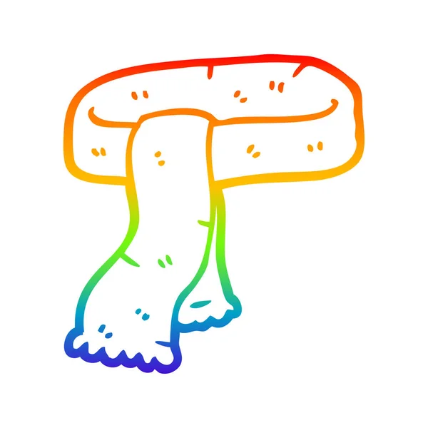 Línea de gradiente arco iris dibujo bufanda de dibujos animados — Vector de stock