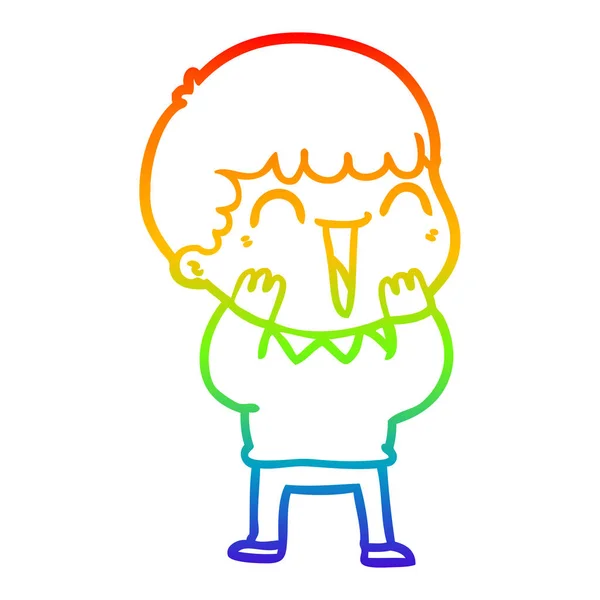 Arco-íris linha gradiente desenho cartoon homem feliz — Vetor de Stock