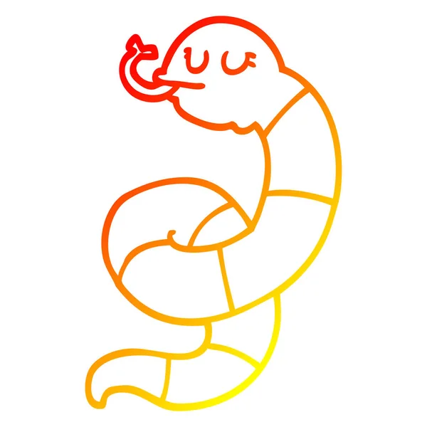 Línea de gradiente caliente dibujo dibujos animados serpiente en espiral — Archivo Imágenes Vectoriales