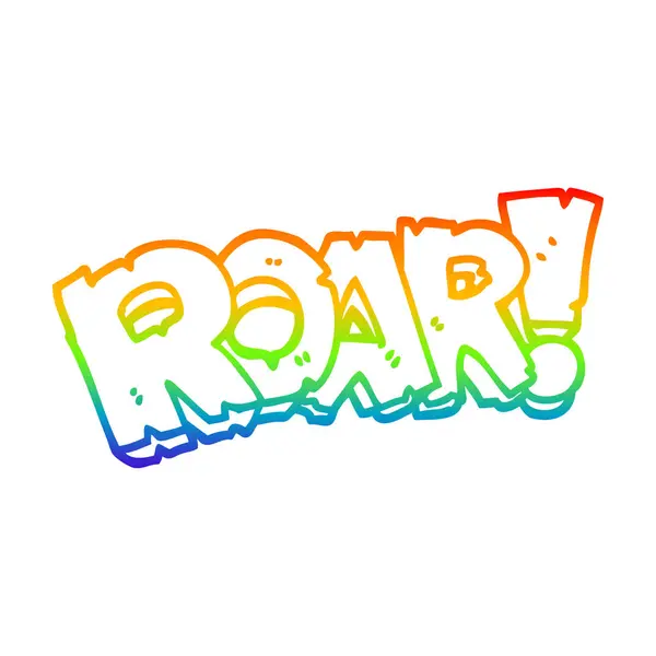 Regenboog gradiënt lijntekening cartoon Roar teken — Stockvector