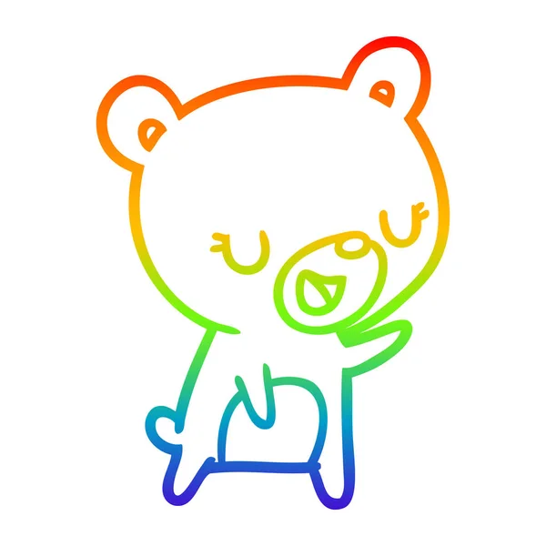 Rainbow gradient line drawing Cartoon bear — Stock Vector