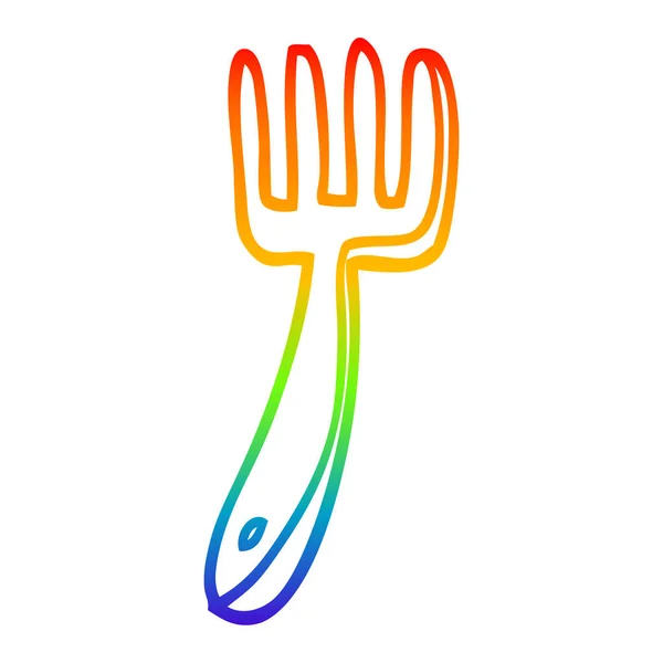 Rainbow gradient ligne dessin bande dessinée fourche — Image vectorielle