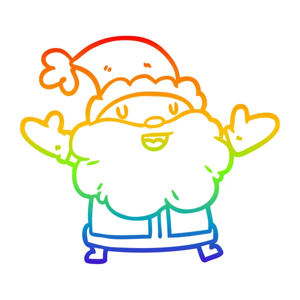 Regenbogen-Gradienten-Linie zeichnet Weihnachtsmann — Stockvektor