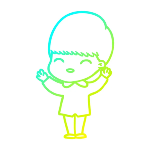 Linha gradiente frio desenho feliz cartoon menino — Vetor de Stock