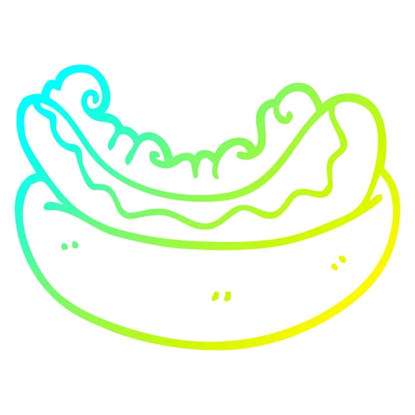 Froid gradient ligne dessin dessin animé hotdog dans un chignon — Image vectorielle
