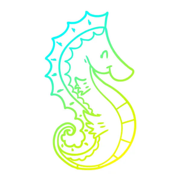 Koude gradiënt lijntekening cartoon Sea Horse — Stockvector