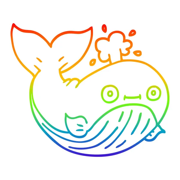 彩虹渐变线绘制卡通海鲸 — 图库矢量图片