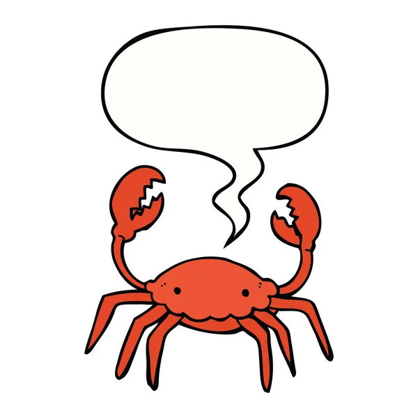 Crabe dessin animé et bulle de la parole — Image vectorielle