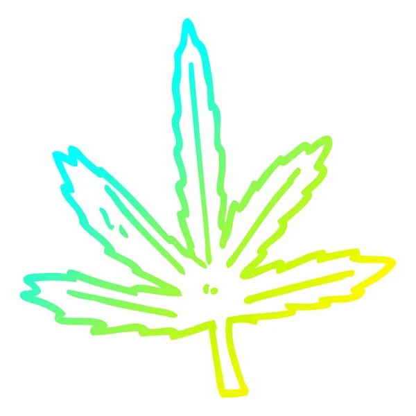 Froid gradient ligne dessin dessin animé marijuana feuille — Image vectorielle