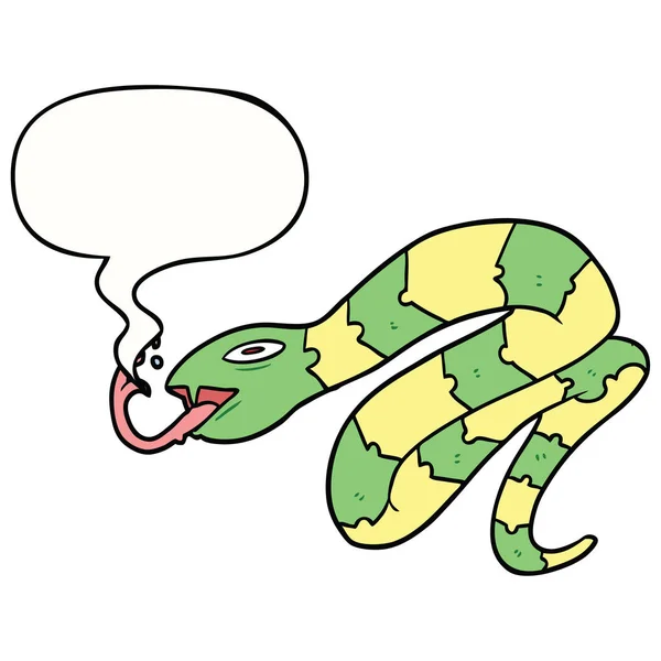 Cartoon hissing snake and speech bubble — Stock Vector