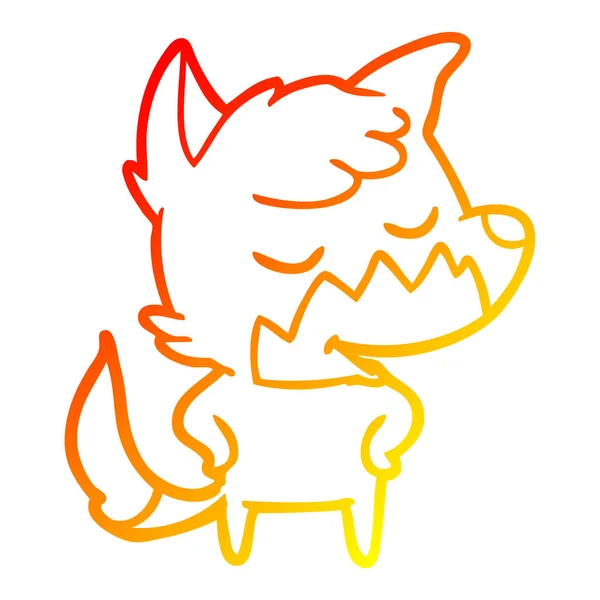 Linha gradiente quente desenho amigável cartoon fox — Vetor de Stock