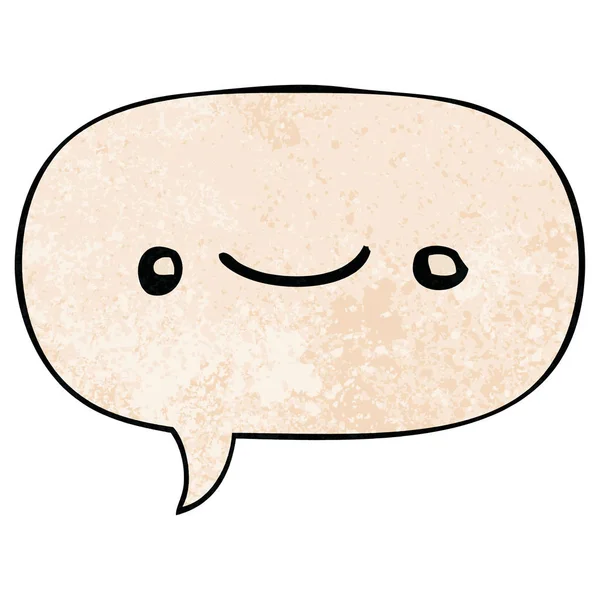 Happy cartoon face and speech bubble in retro texture style - Stok Vektor