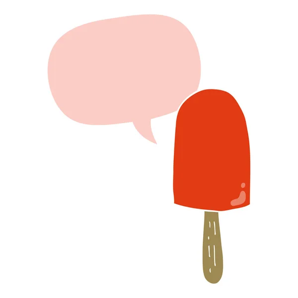 Cartoon Lollipop en toespraak bubble in retro stijl — Stockvector