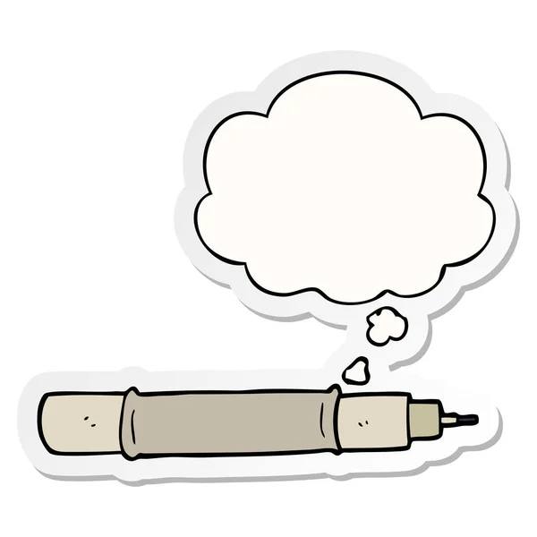 Kreslené pero a myšlenkové bubliny jako tištěná nálepka — Stockový vektor