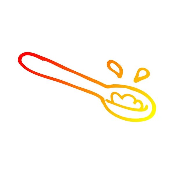 Warme Gradientenlinie Zeichnung Cartoon Schöpfkelle mit Lebensmitteln — Stockvektor