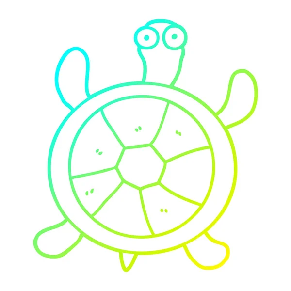 Línea de gradiente frío dibujo tortuga de dibujos animados — Vector de stock