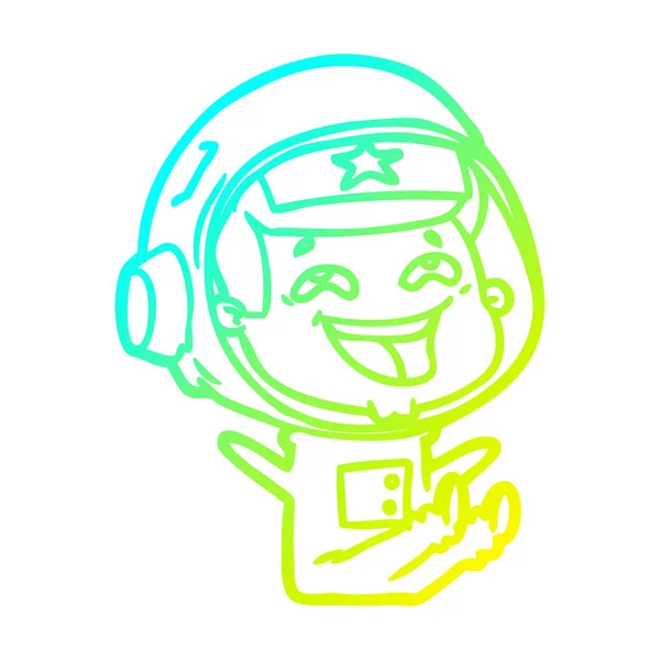 Koude gradiënt lijntekening cartoon lachende astronaut — Stockvector