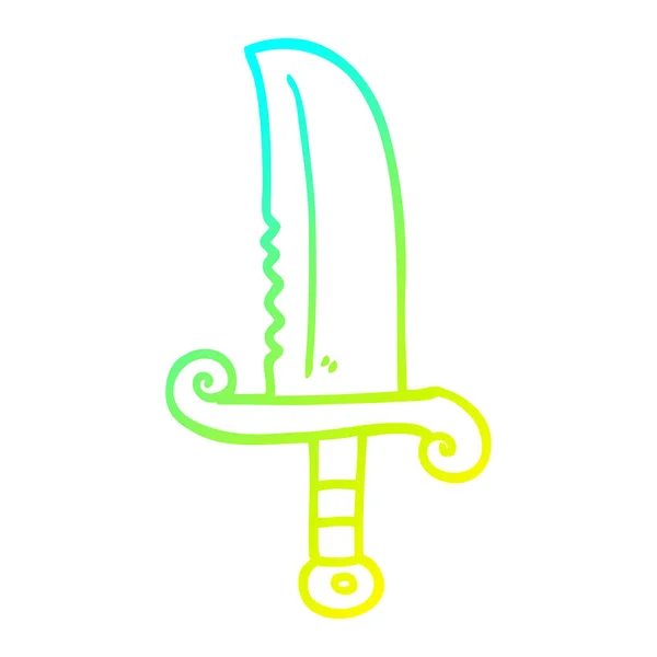 Cold gradient line drawing cartoon jeweled sword — Stock Vector