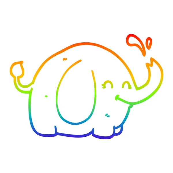 Arco iris gradiente línea dibujo dibujos animados elefante — Vector de stock