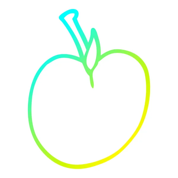 Zimno gradient linii rysunek kreskówki jabłko — Wektor stockowy
