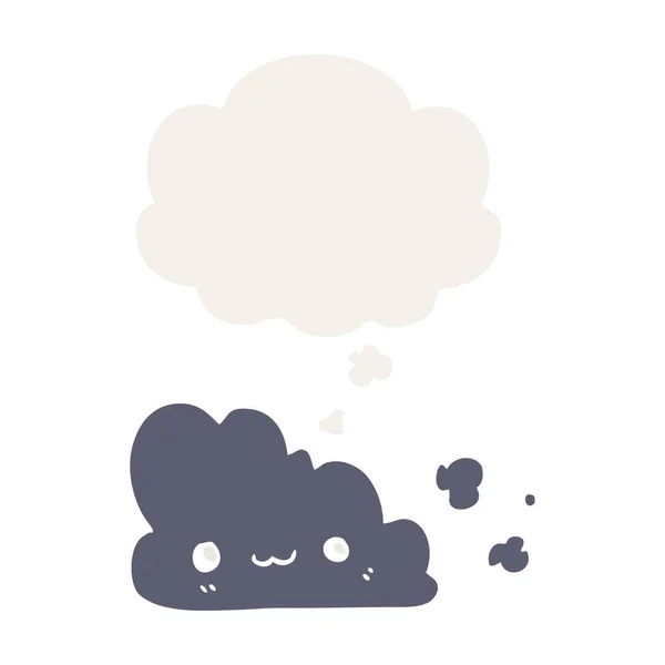 Słodkie kreskówki chmura i myśl bańka w stylu retro — Wektor stockowy