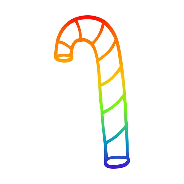 Arco iris gradiente línea dibujo dibujos animados rayas bastón de caramelo — Archivo Imágenes Vectoriales